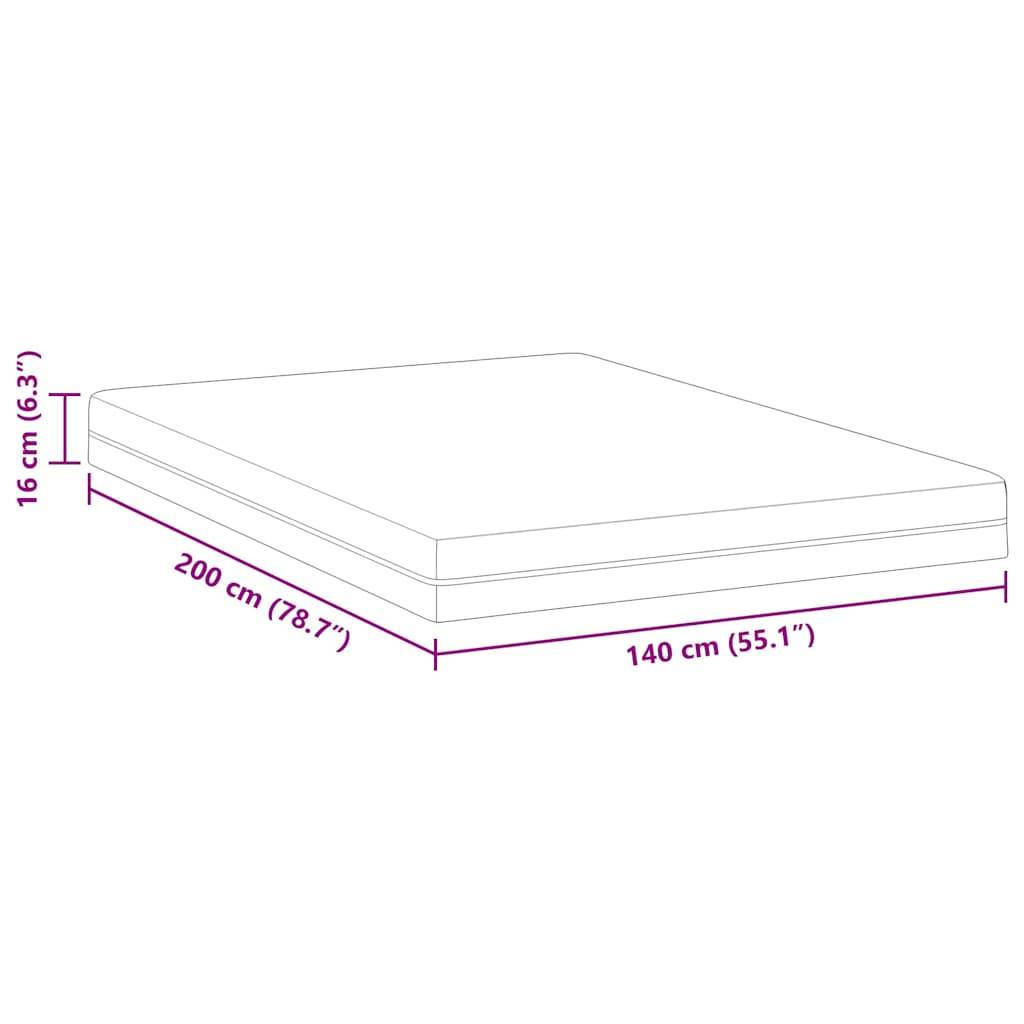 vidaXL Matratze Weiß und Grau 140 x 200 cm Jacquard-Stoff