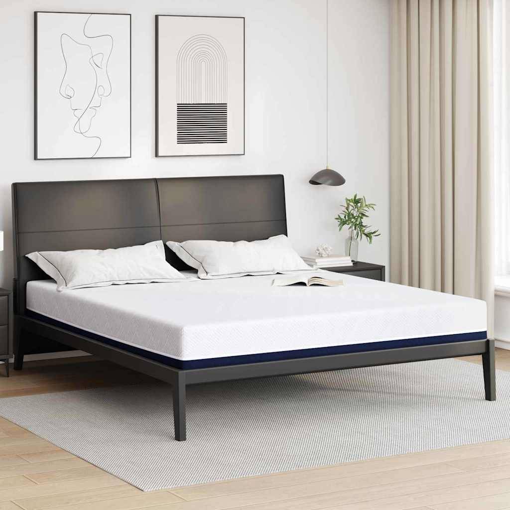 vidaXL Matratze Weiß und Blau 200 x 200 cm Jacquard-Stoff