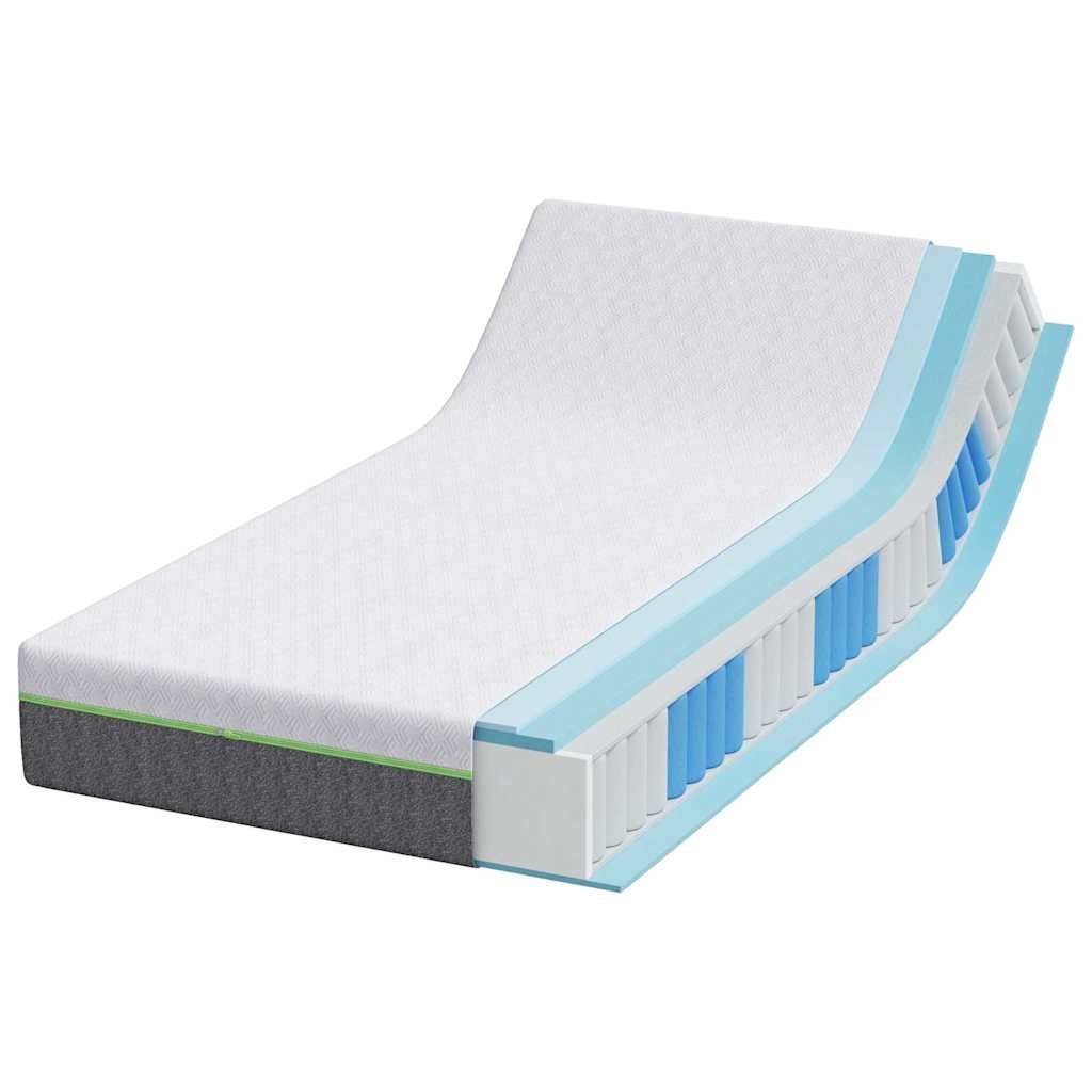 vidaXL Matratze Weiß und Grau 100 x 200 cm Jacquard-Stoff