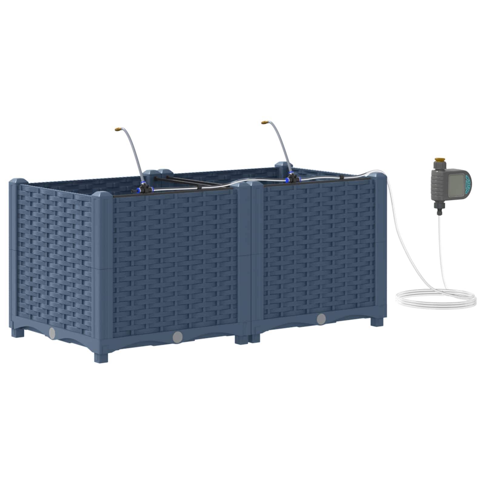 vidaXL Garten-Pflanzgefäß 2 pcs Grau 80 x 40 x 37,5 cm Kunststoff