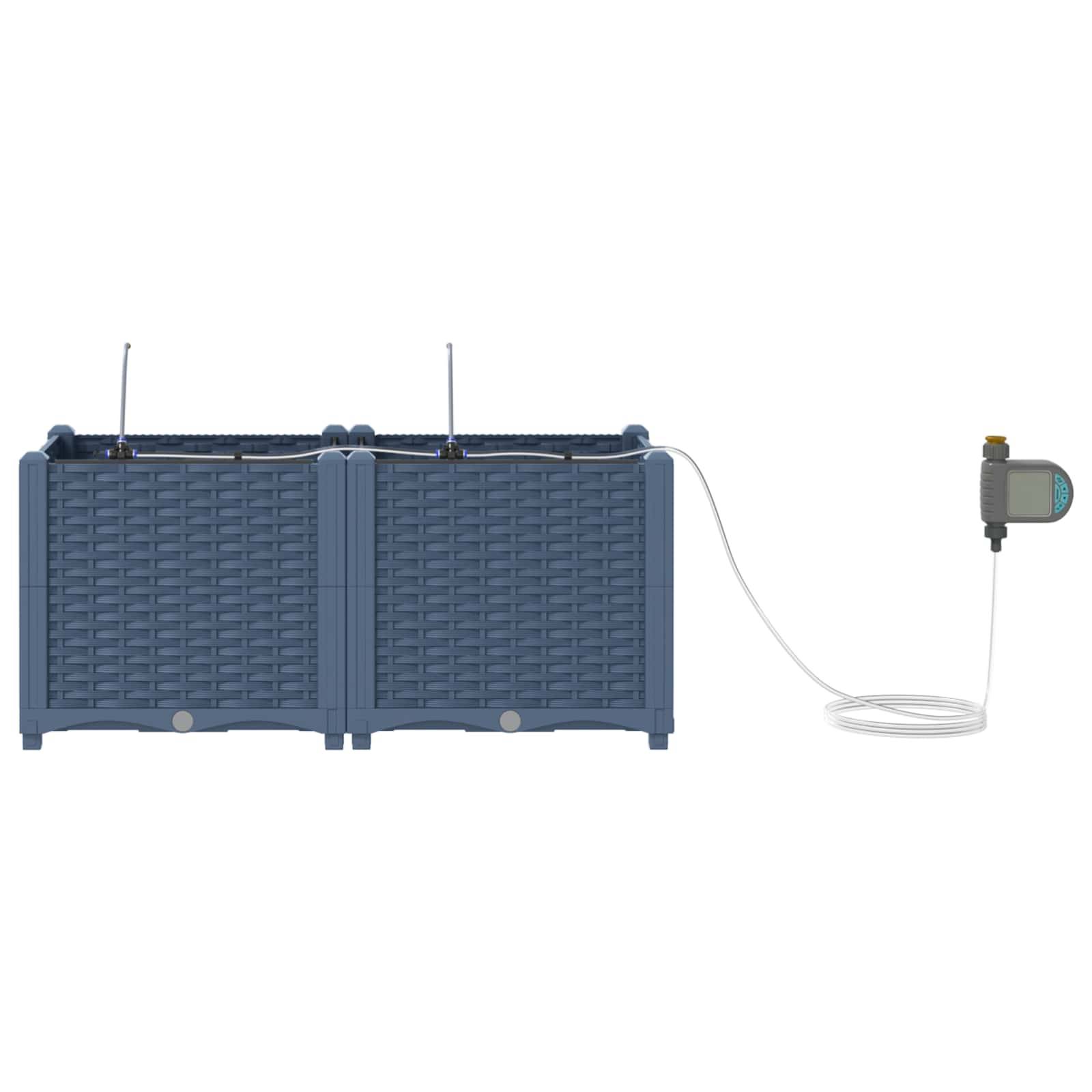 vidaXL Garten-Pflanzgefäß 2 pcs Grau 80 x 40 x 37,5 cm Kunststoff