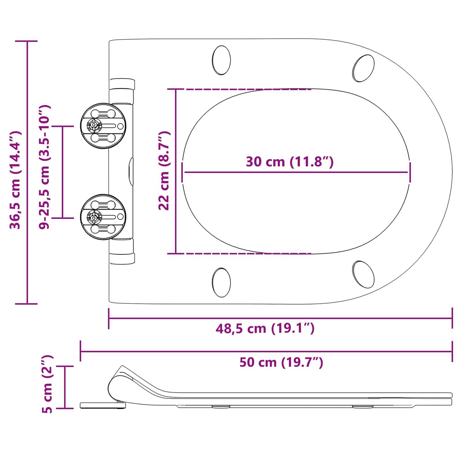 vidaXL Toilettensitz Verstellbar Weiß 50 x 36,5 x 5 cm Polypropylen