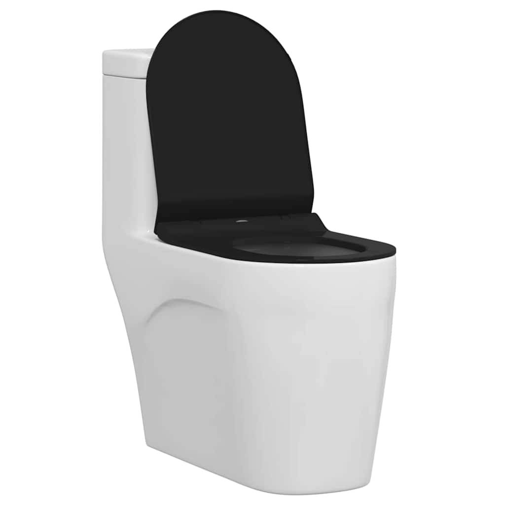 vidaXL Toilettensitz Verstellbar Schwarz 50 x 36,5 x 5 cm Polypropylen