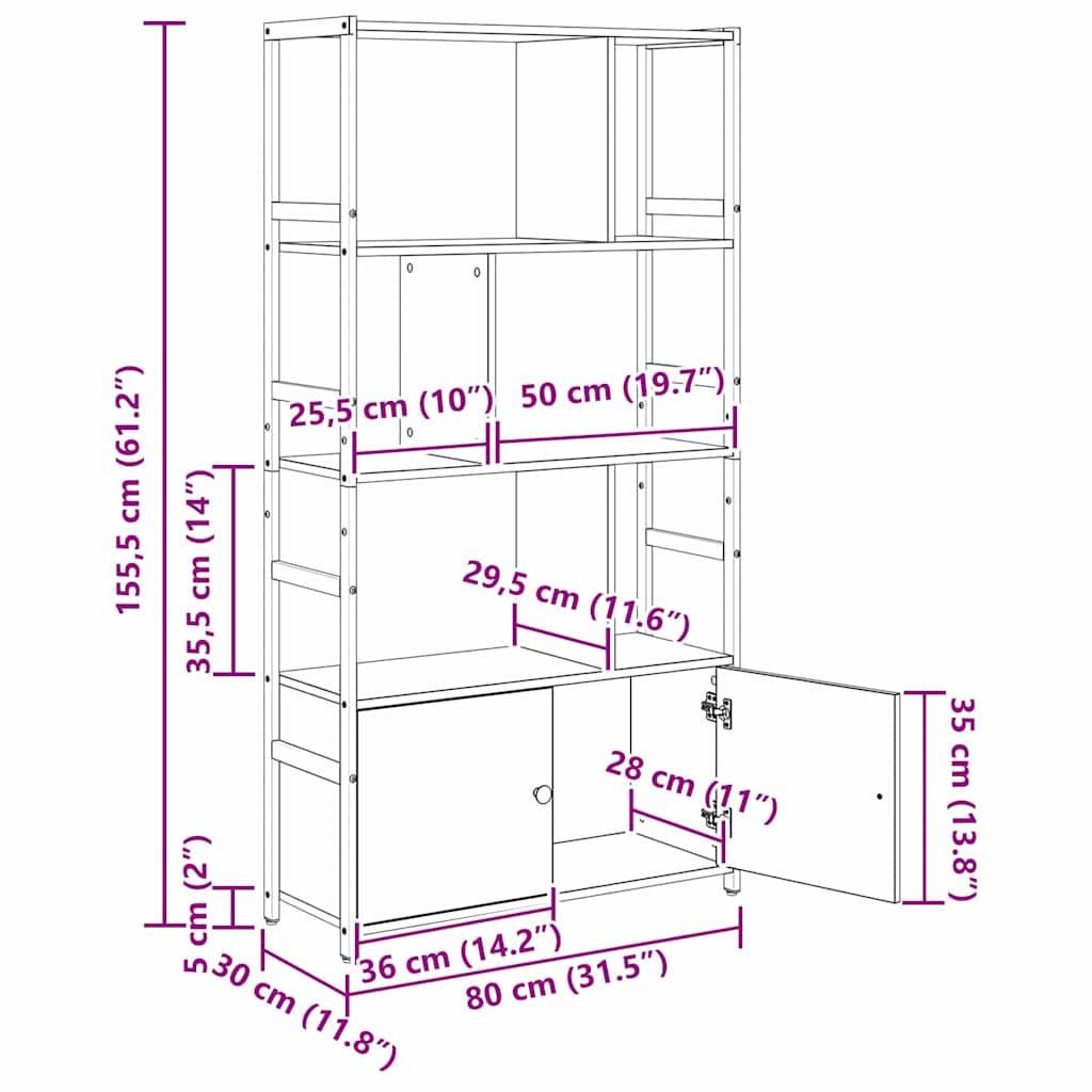 vidaXL Bücherregal Geräucherte Eiche 80 x 30 x 155,5 cm Holzwerkstoff