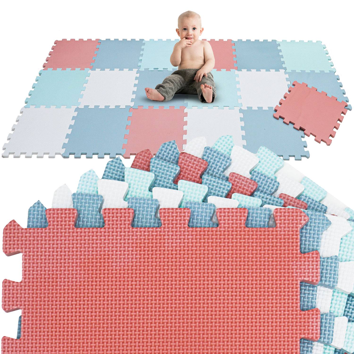 18 Teile Spielmatte Baby Puzzlematte - 30x30 Krabbelmatte Bodenmatte Kinderzimmer