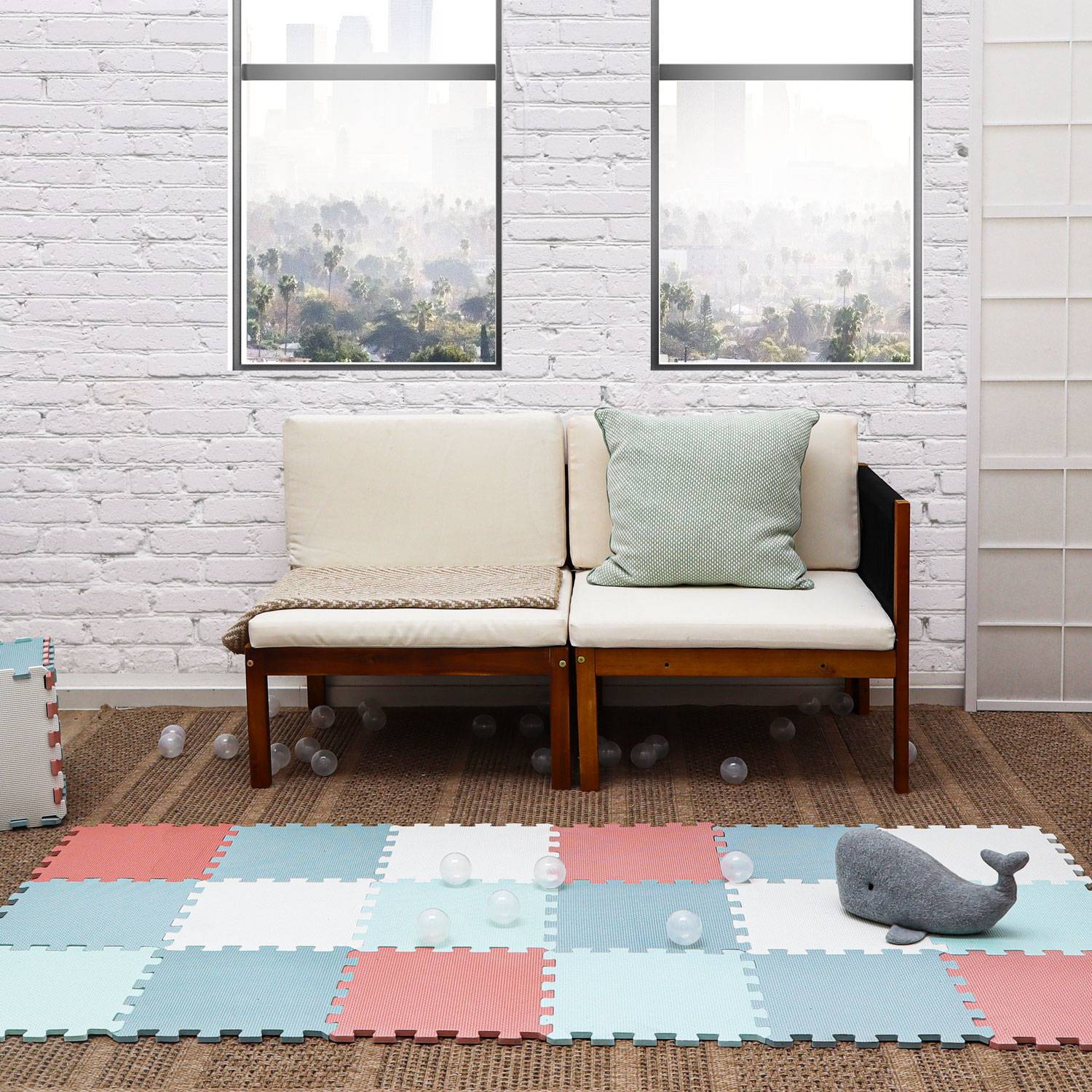 18 Teile Spielmatte Baby Puzzlematte - 30x30 Krabbelmatte Bodenmatte Kinderzimmer