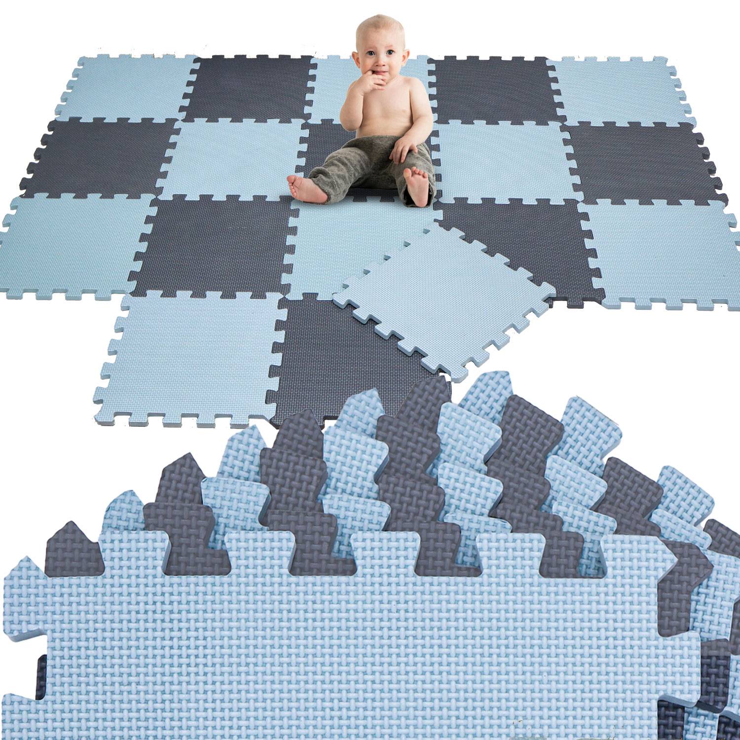 18 Teile Spielmatte Baby Puzzlematte - 30x30 Krabbelmatte Bodenmatte Kinderzimmer