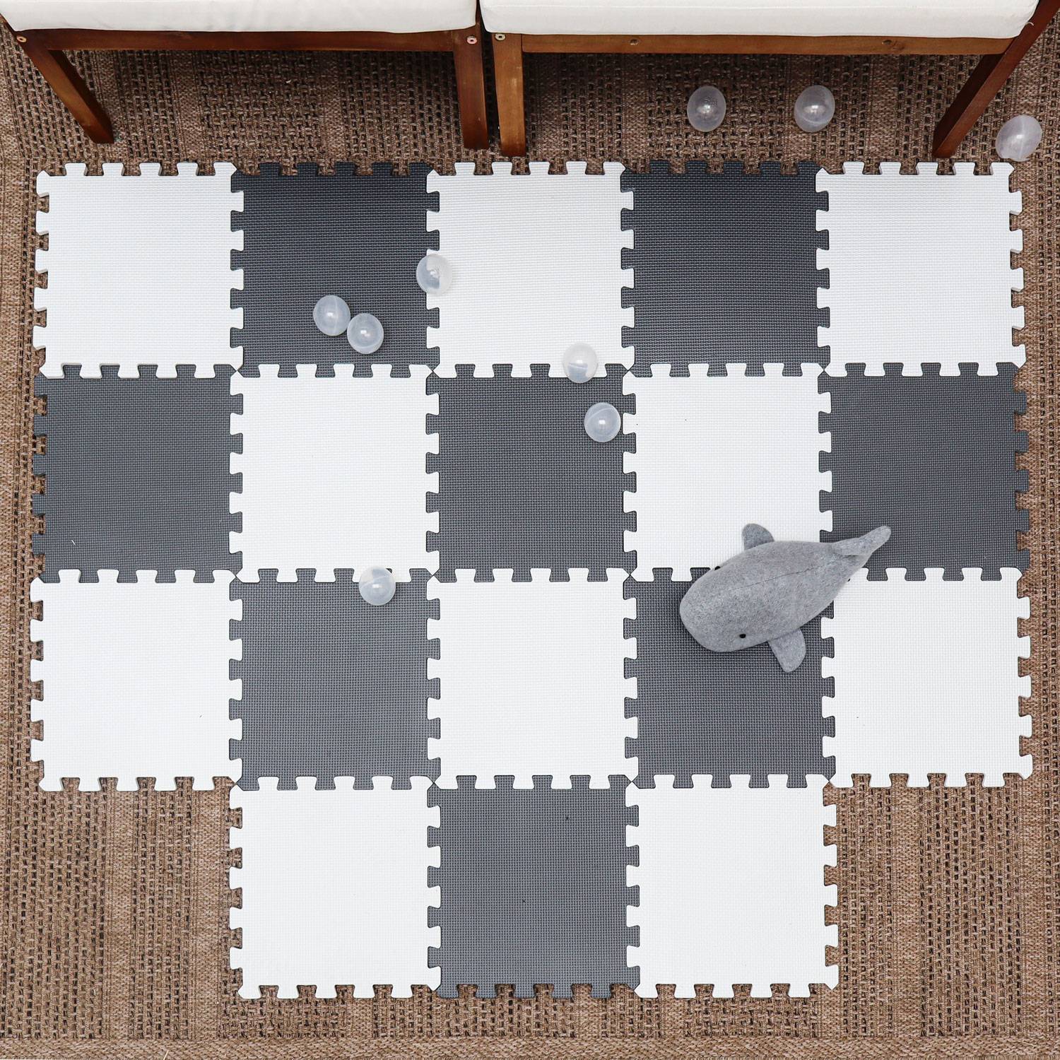 18 Teile Spielmatte Baby Puzzlematte - 30x30 Krabbelmatte Bodenmatte Kinderzimmer
