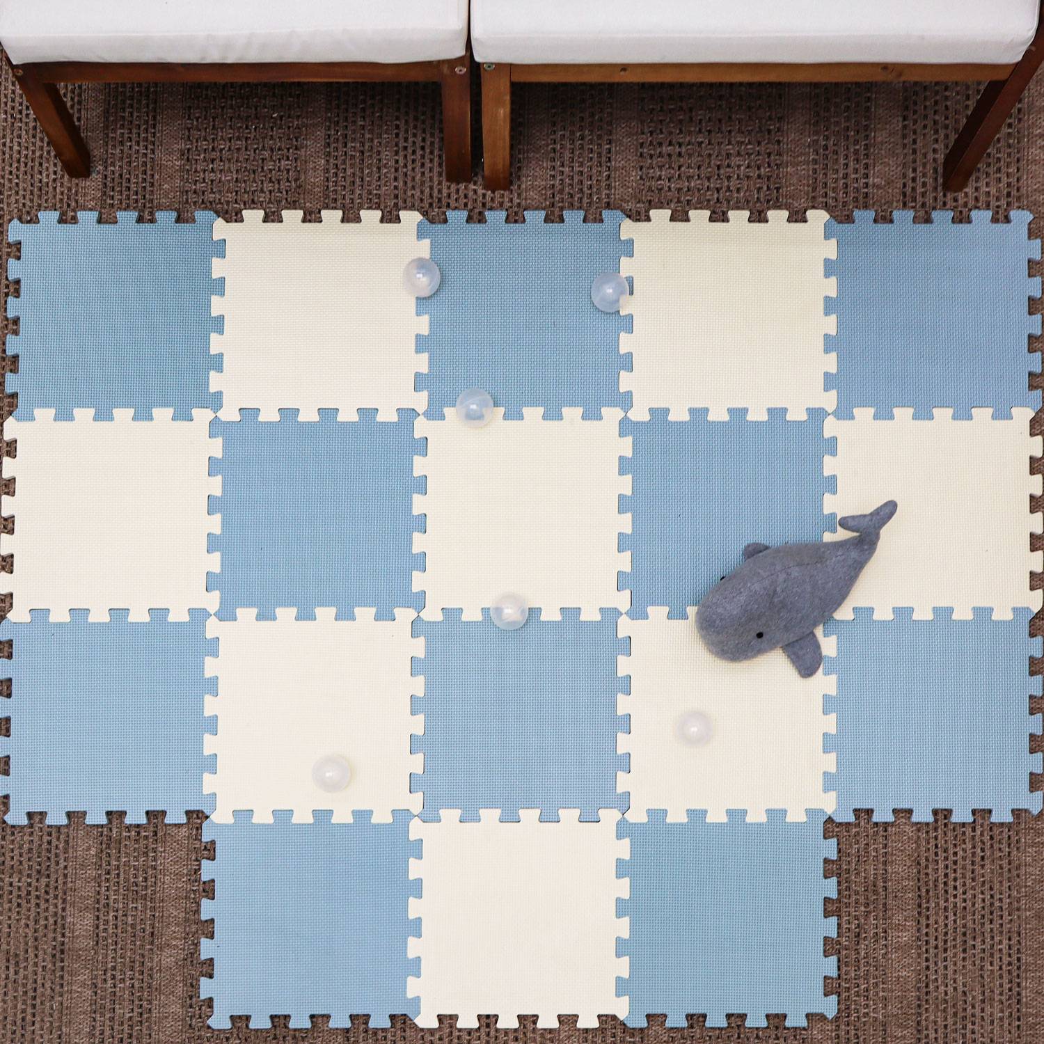 18 Teile Spielmatte Baby Puzzlematte - 30x30 Krabbelmatte Bodenmatte Kinderzimmer