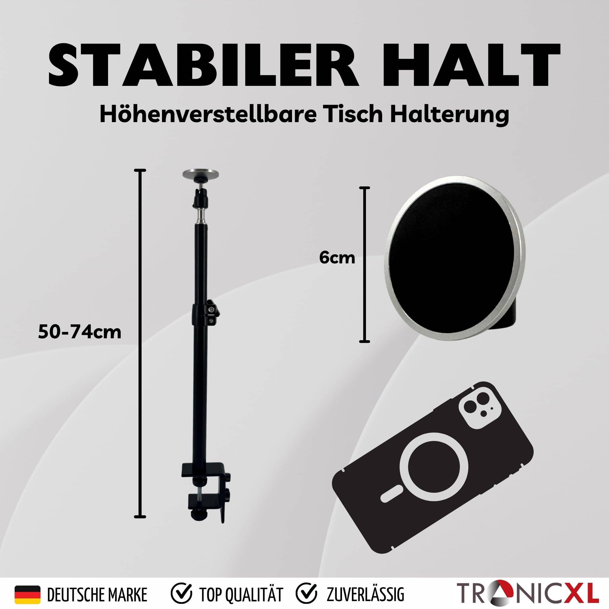 Klemmstativ Klemm Halterung Handy für Apple Magsafe höhenverstellbar Stativ Klemm Tisch Tischhalterung Smartphone