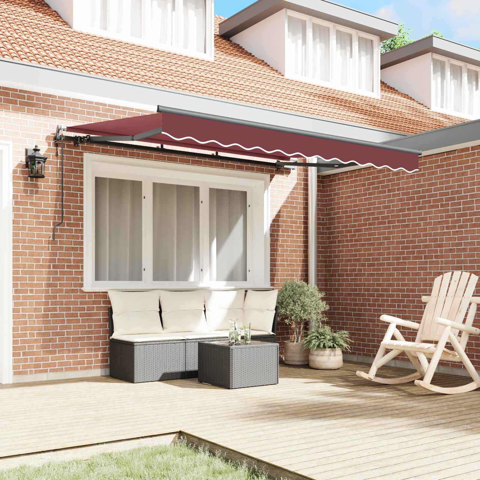 vidaXL Einziehbare Markise Bordeauxrot 250 x 200 cm Stoff