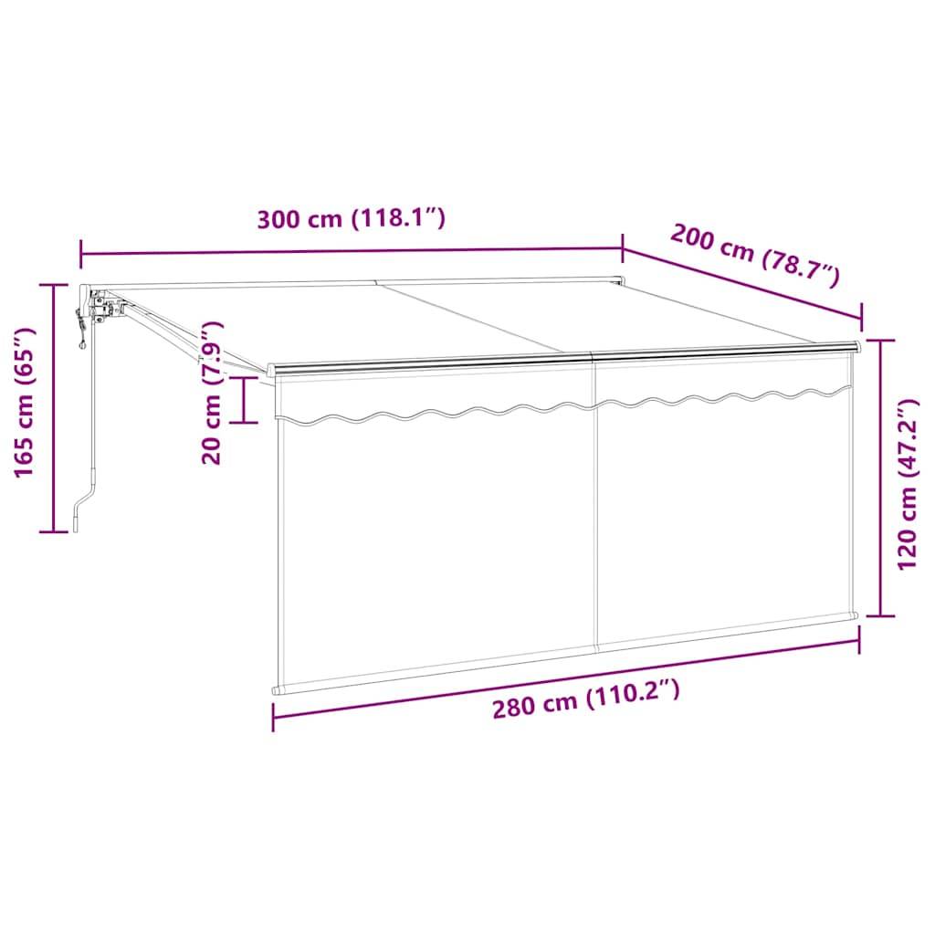 vidaXL Einziehbare Markise Anthrazit 300 x 200 cm Polyester