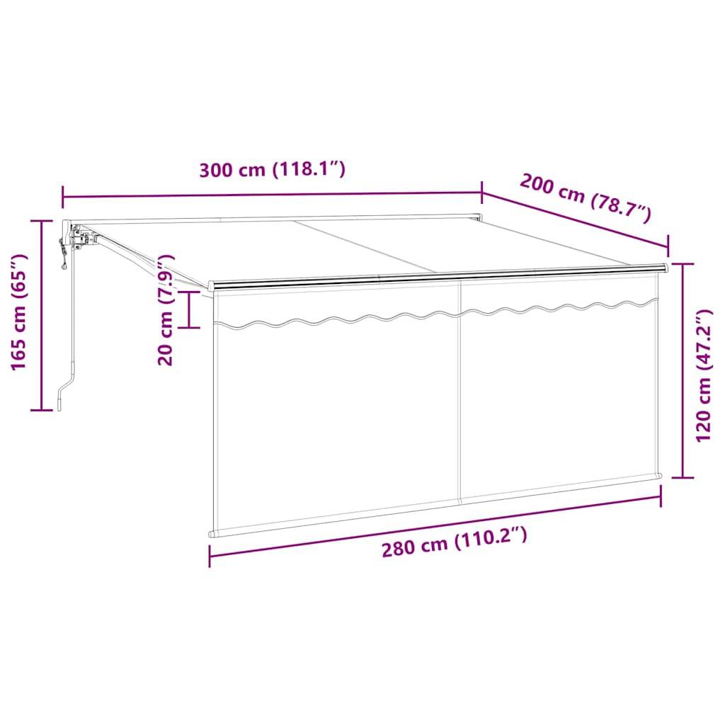 vidaXL Einziehbare Markise Anthrazit 300 x 200 cm Polyester