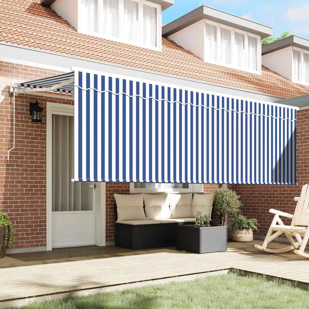 vidaXL Einziehbare Markise Blau und Weiß 400 x 200 cm