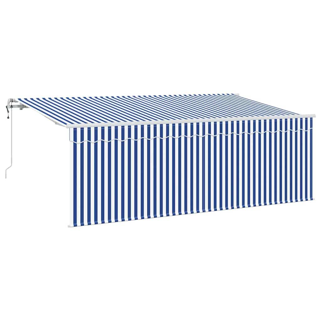 vidaXL Einziehbare Markise Blau und weiß 350 x 200 cm Stoff und Metall