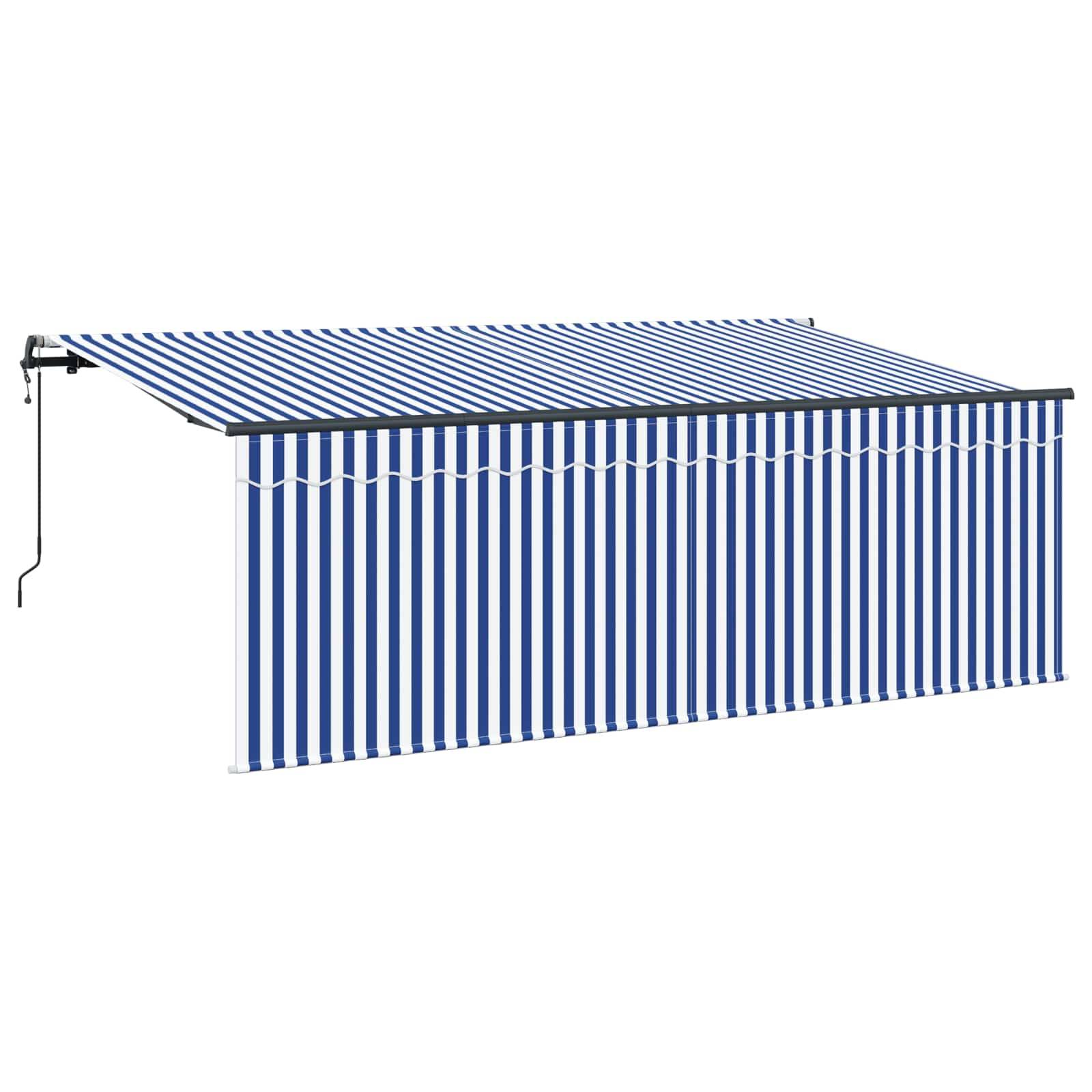 vidaXL Einziehbare Markise Blau und Weiß 400 x 200 cm