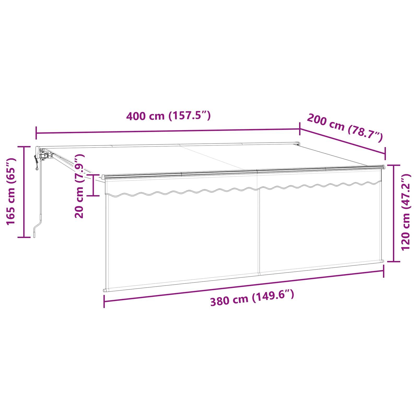 vidaXL Einziehbare Markise Anthrazit 400 x 200 cm