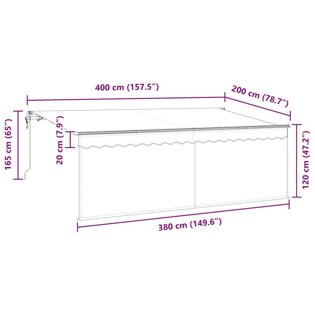 vidaXL Einziehbare Markise Blau und Weiß 400 x 200 cm