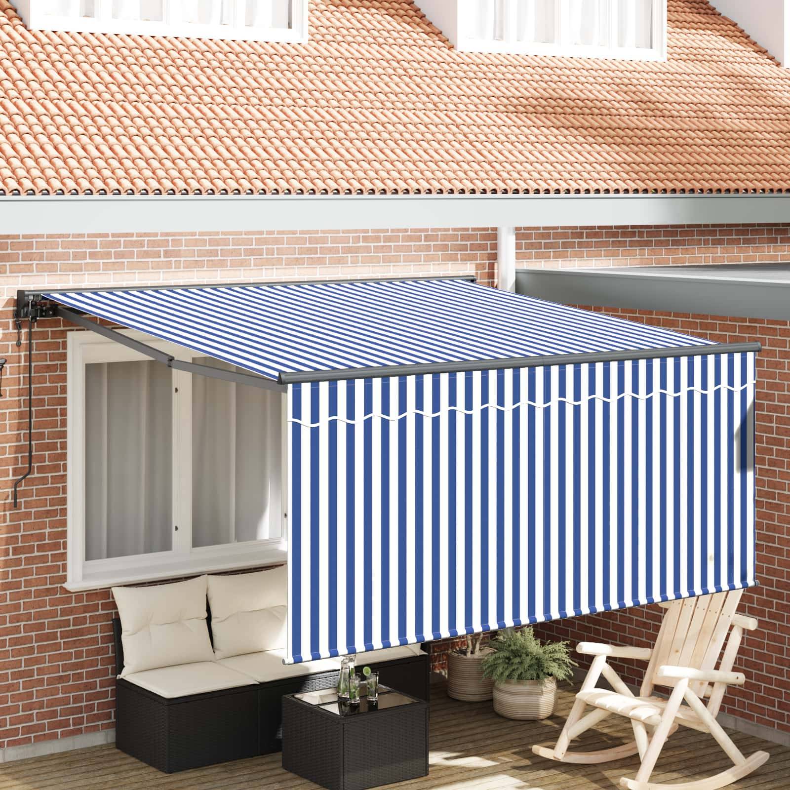 vidaXL Einziehbare Markise Blau und Weiß 300 x 250 cm