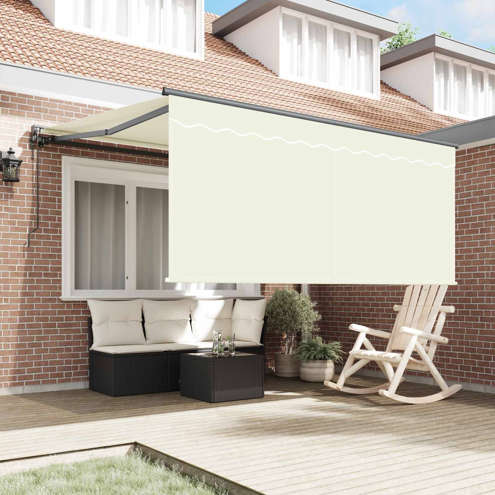 vidaXL Einziehbare Markise Creme 350 x 250 cm Polyester und Aluminium