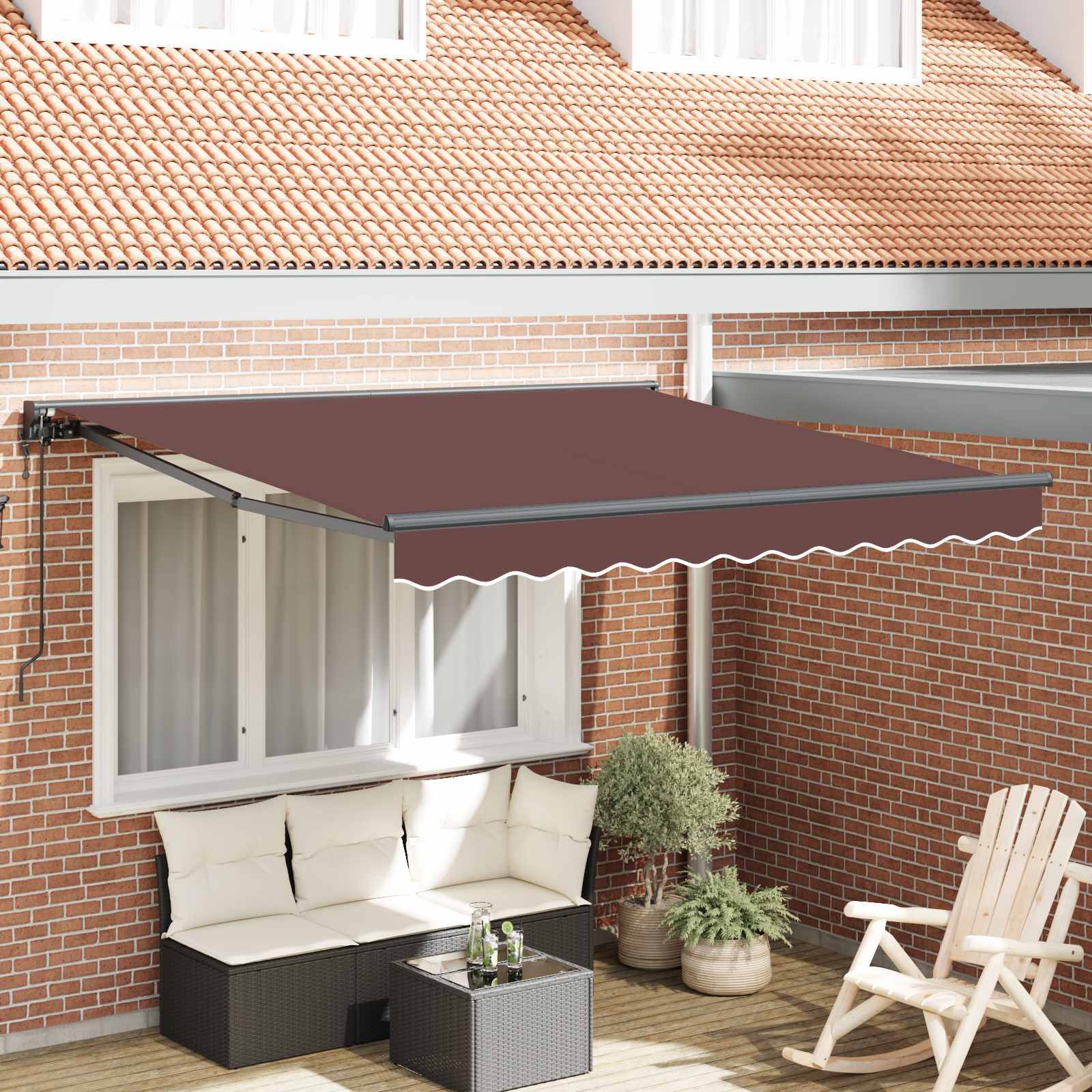 vidaXL Markisenrahmen Braun 350 x 250 cm Polyester mit PU-Beschichtung