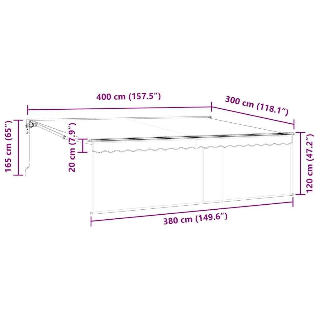 vidaXL Einziehbare Markise Creme 400 x 300 cm Polyester und Aluminium