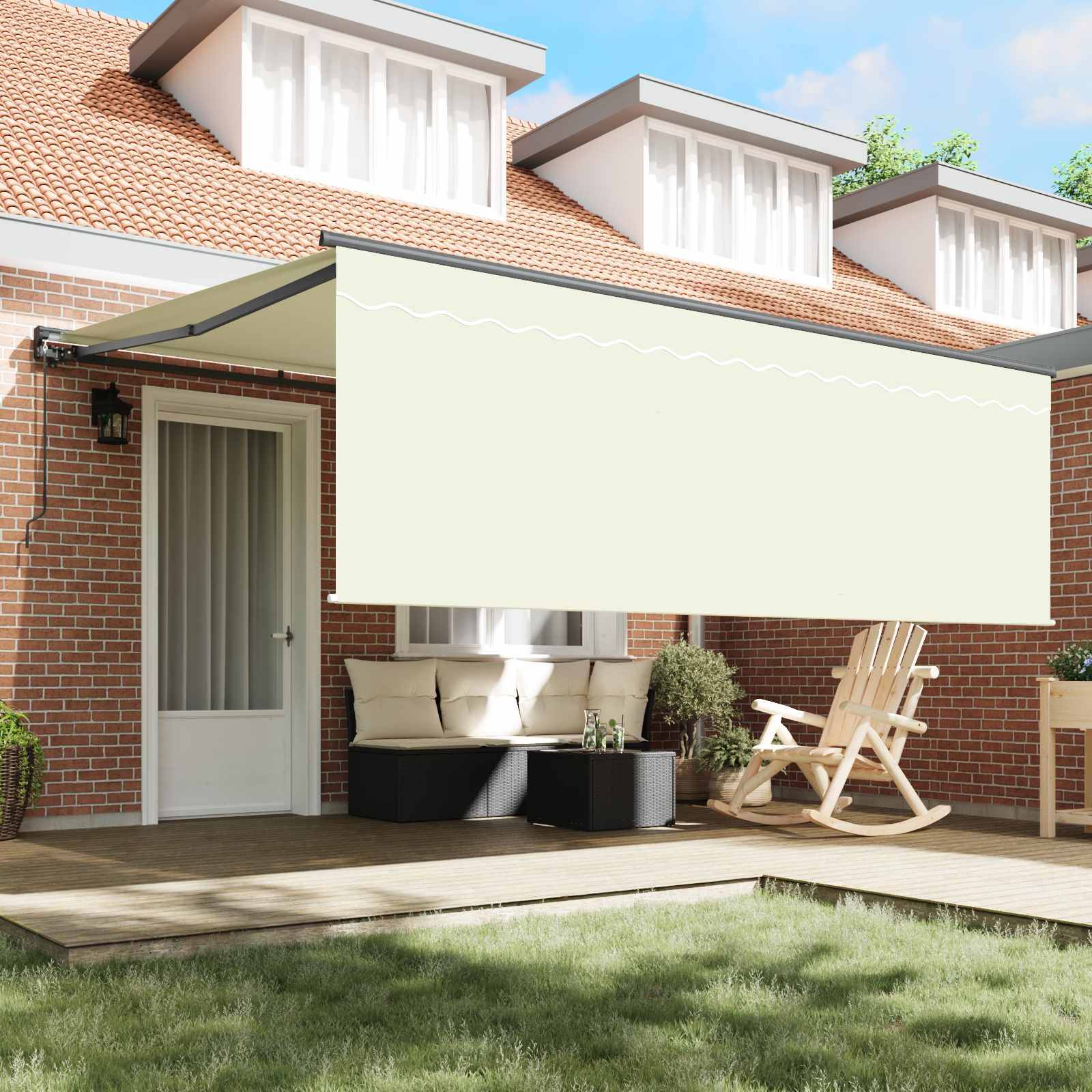 vidaXL Einziehbare Markise Creme 400 x 300 cm Polyester und Aluminium