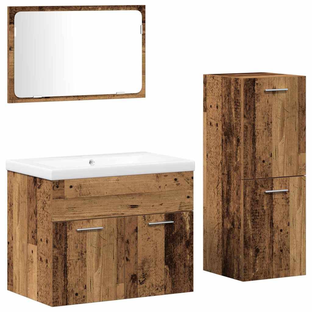 vidaXL Badezimmermöbel-Set Wandmontiert 4 pcs Braun Holzwerkstoff