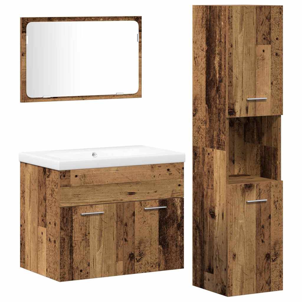 vidaXL Badezimmermöbel-Set mit Regal mit Tür 4 pcs Braun Holzwerkstoff