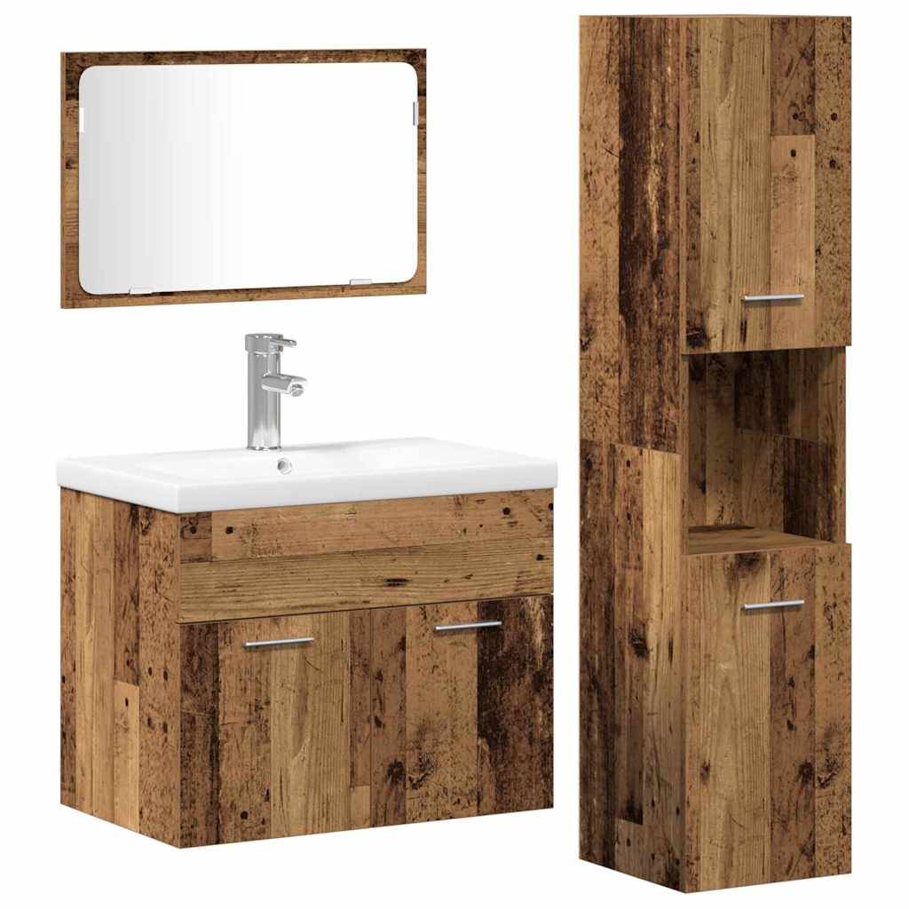 vidaXL Badezimmermöbel-Set mit Regal mit Tür 4 pcs Braun Holzwerkstoff