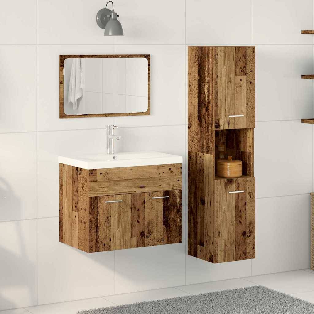 vidaXL Badezimmermöbel-Set mit Regal mit Tür 4 pcs Braun Holzwerkstoff
