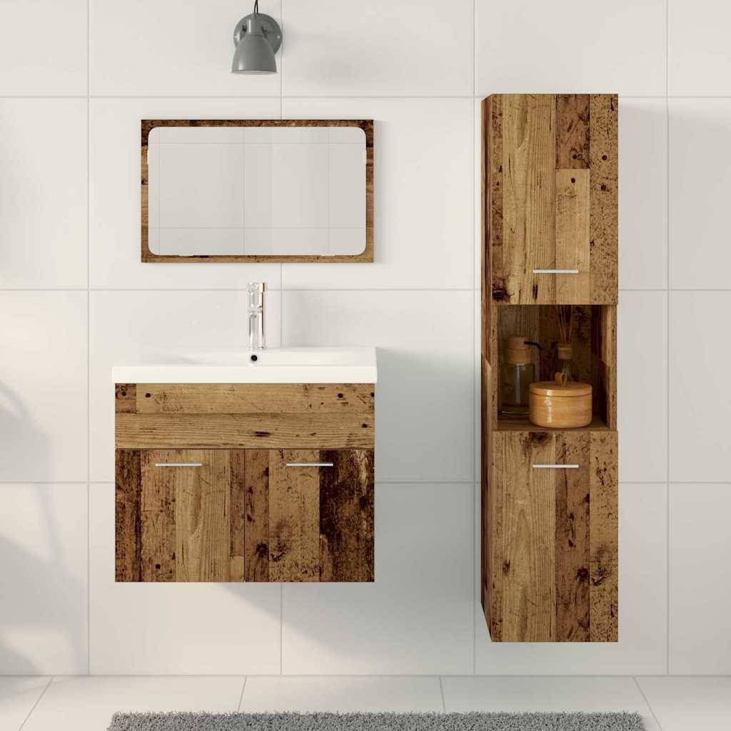 vidaXL Badezimmermöbel-Set mit Regal mit Tür 4 pcs Braun Holzwerkstoff