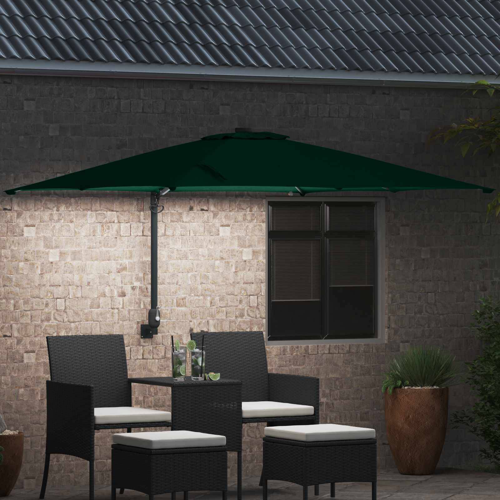 vidaXL Garten-Sonnenschirm Grün 248,5 x 247,5 x 160 cm