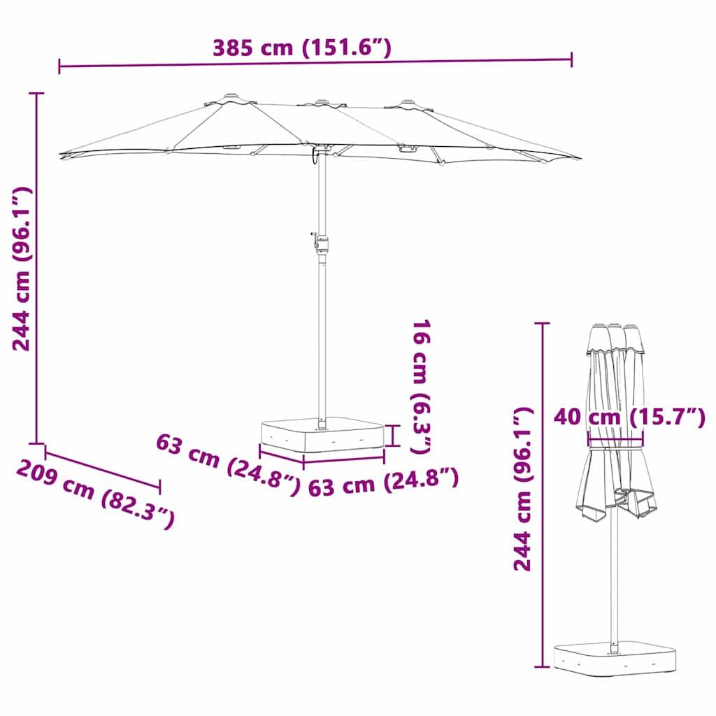 vidaXL Garten-Sonnenschirm Taupe 385 x 209 x 244 cm