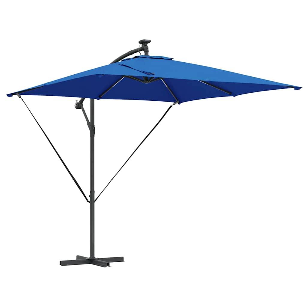vidaXL Sonnenschirm mit LED-Lichtleisten Azurblau 249 x 249 x 250 cm