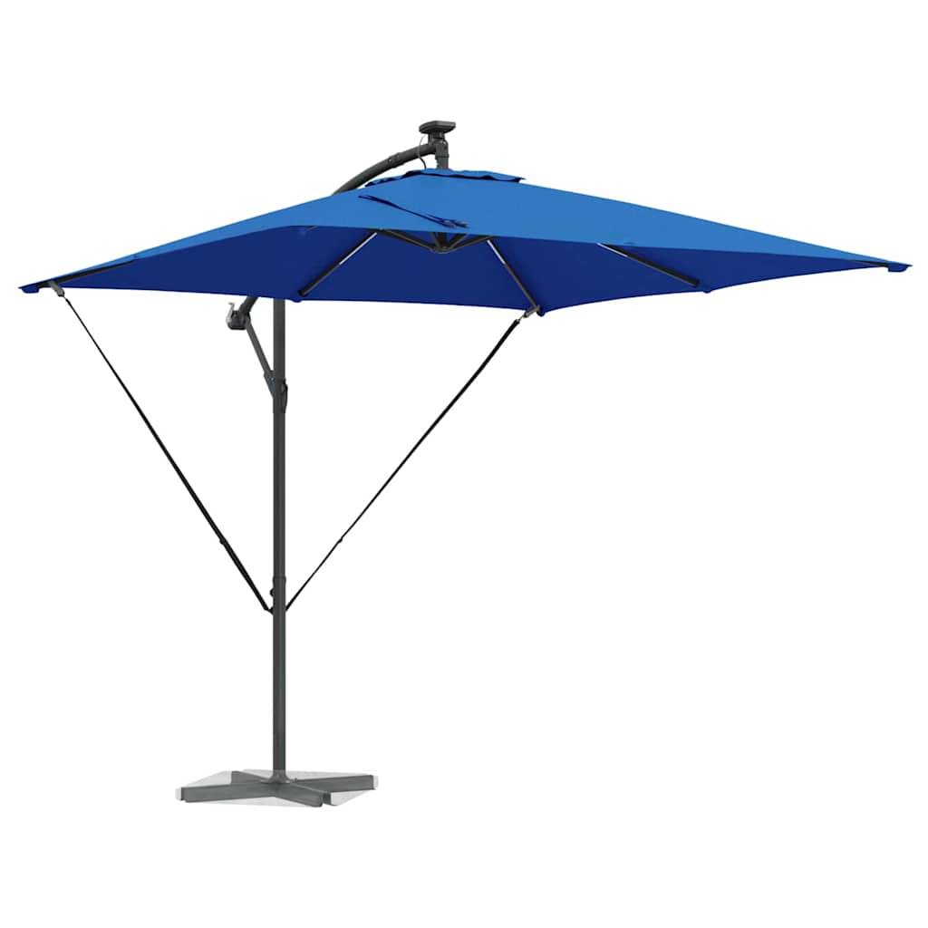 vidaXL Sonnenschirm mit LED-Lichtleisten Azurblau 249 x 249 x 250 cm