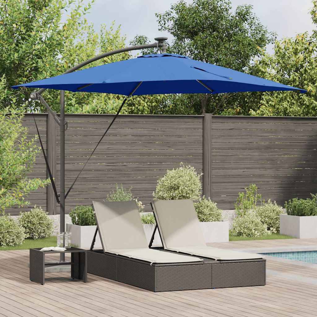 vidaXL Sonnenschirm mit LED-Lichtleisten Azurblau 249 x 249 x 250 cm