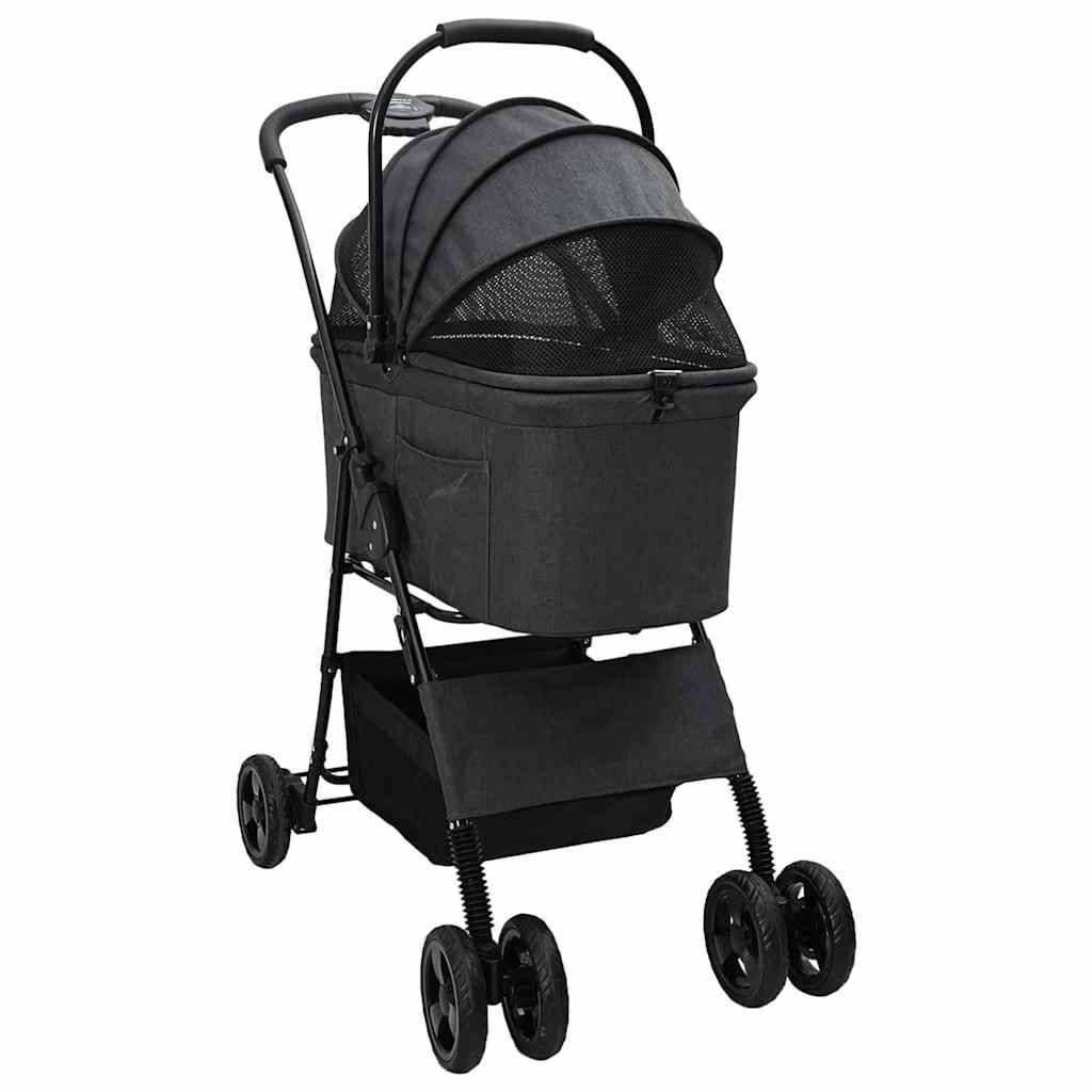 vidaXL Faltbarer Haustierwagen Schwarz 81 x 47 x 99 cm Polyester