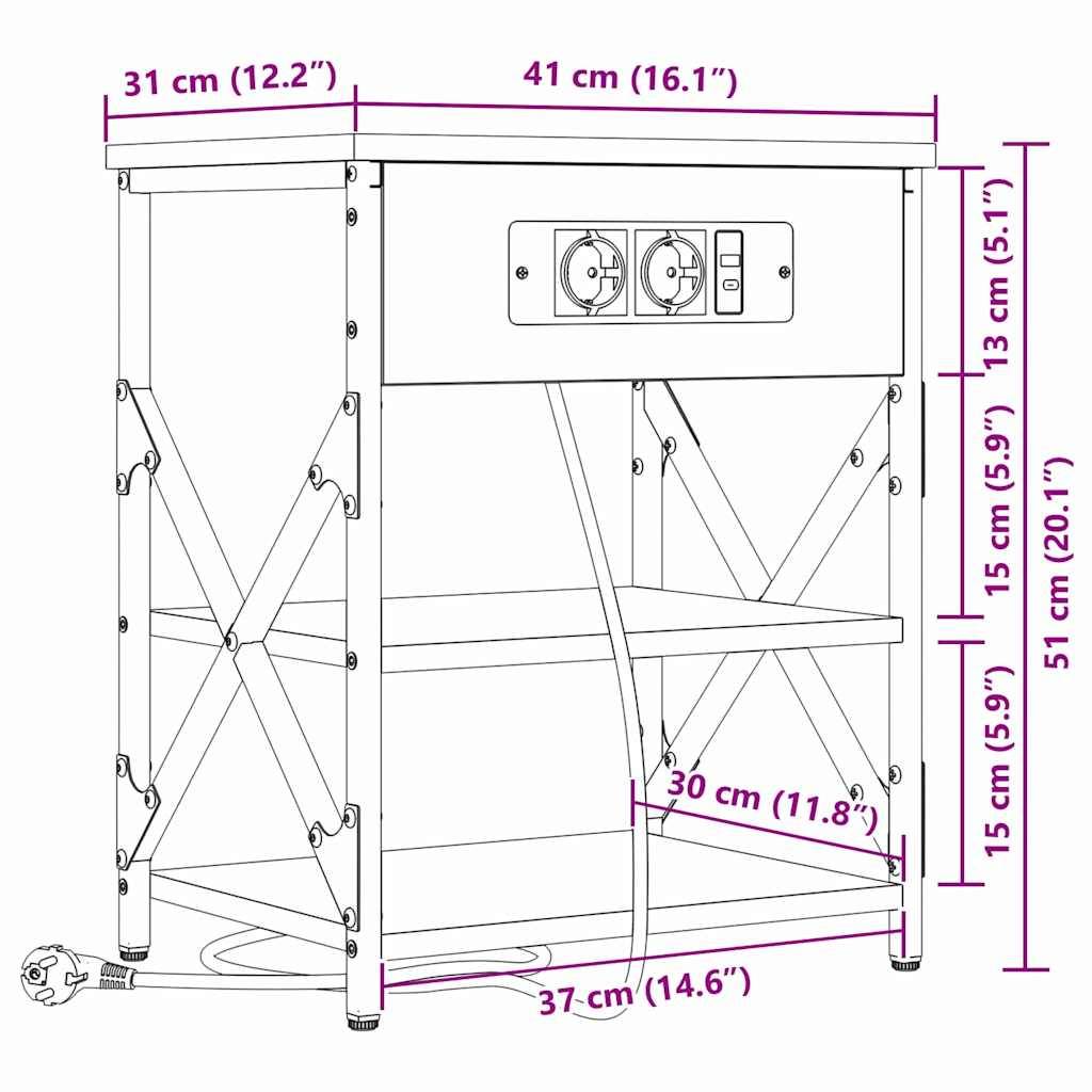 Ein zusammenklappbarer Campingküchentisch mit zwei Ablagen, Maße in Zentimetern angegeben: Höhe 51 cm, Breite 41 cm, Tiefe 37 cm, plus Elektrokochfeld.