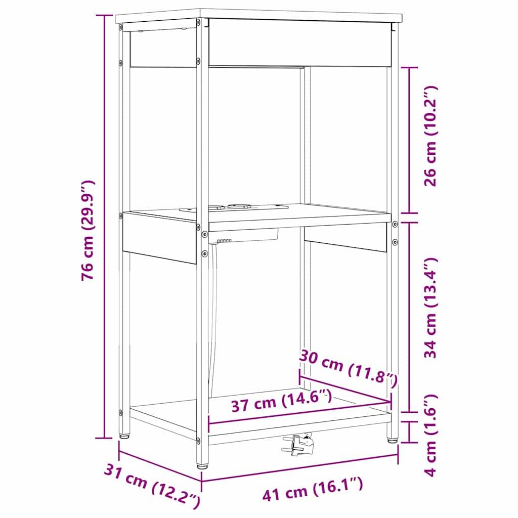 vidaXL Nachttisch Schwarz Eichen-Optik 41 x 31 x 76 cm Holzwerkstoff