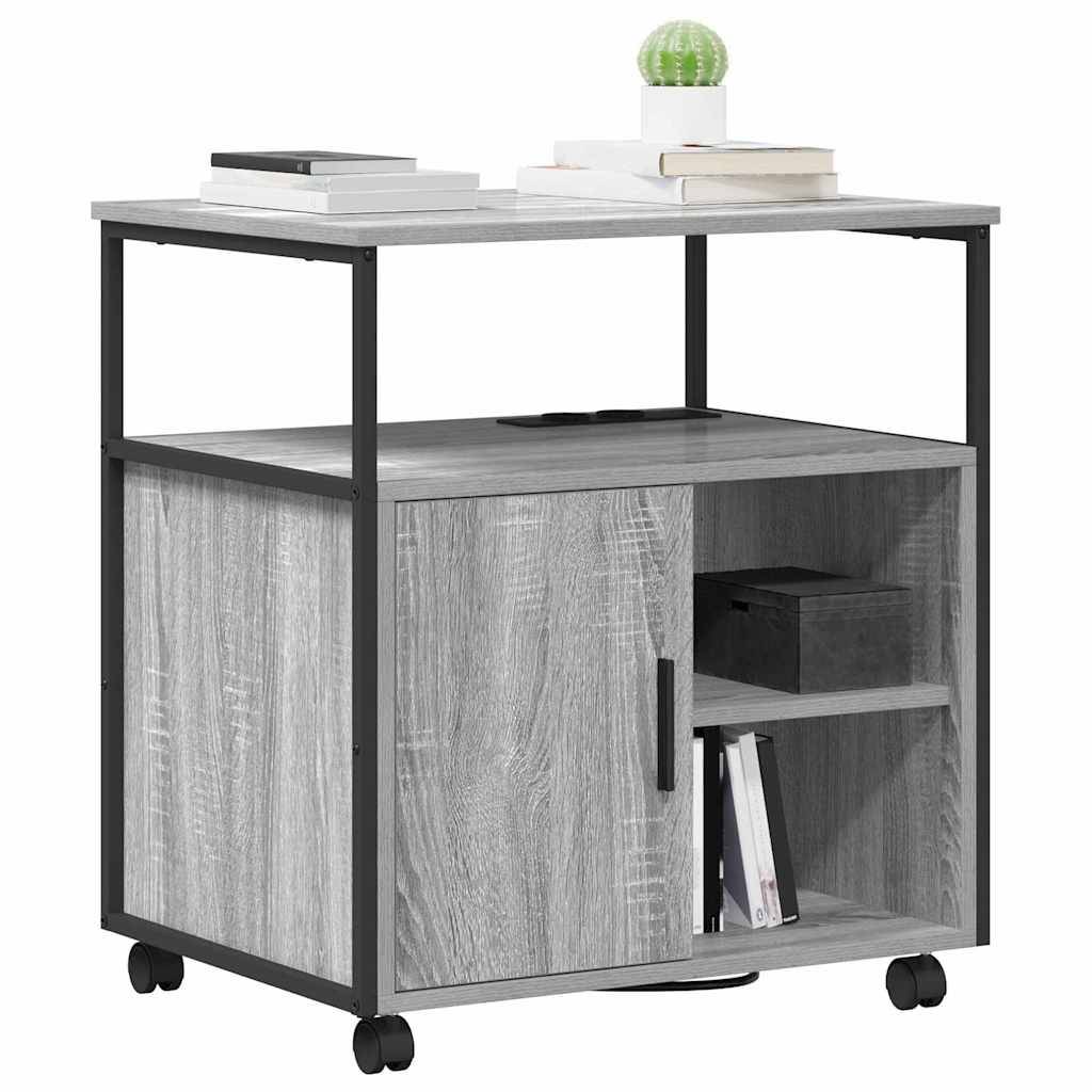 vidaXL Schrank mit Ladestation Mit Rad Graues Sonoma 61 x 46 x 67 cm
