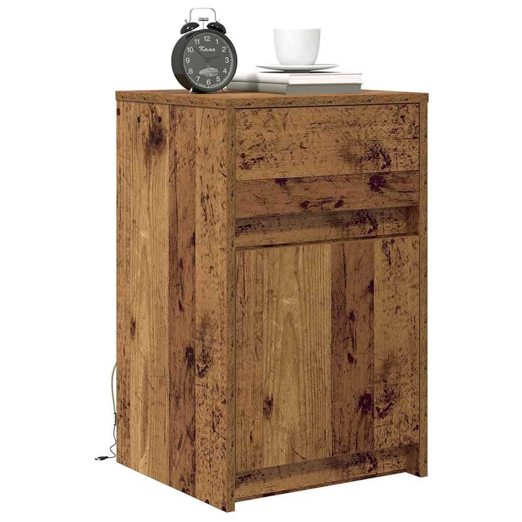 vidaXL LED Nachttisch Altholz 38 x 34 x 61 cm Holzwerkstoff