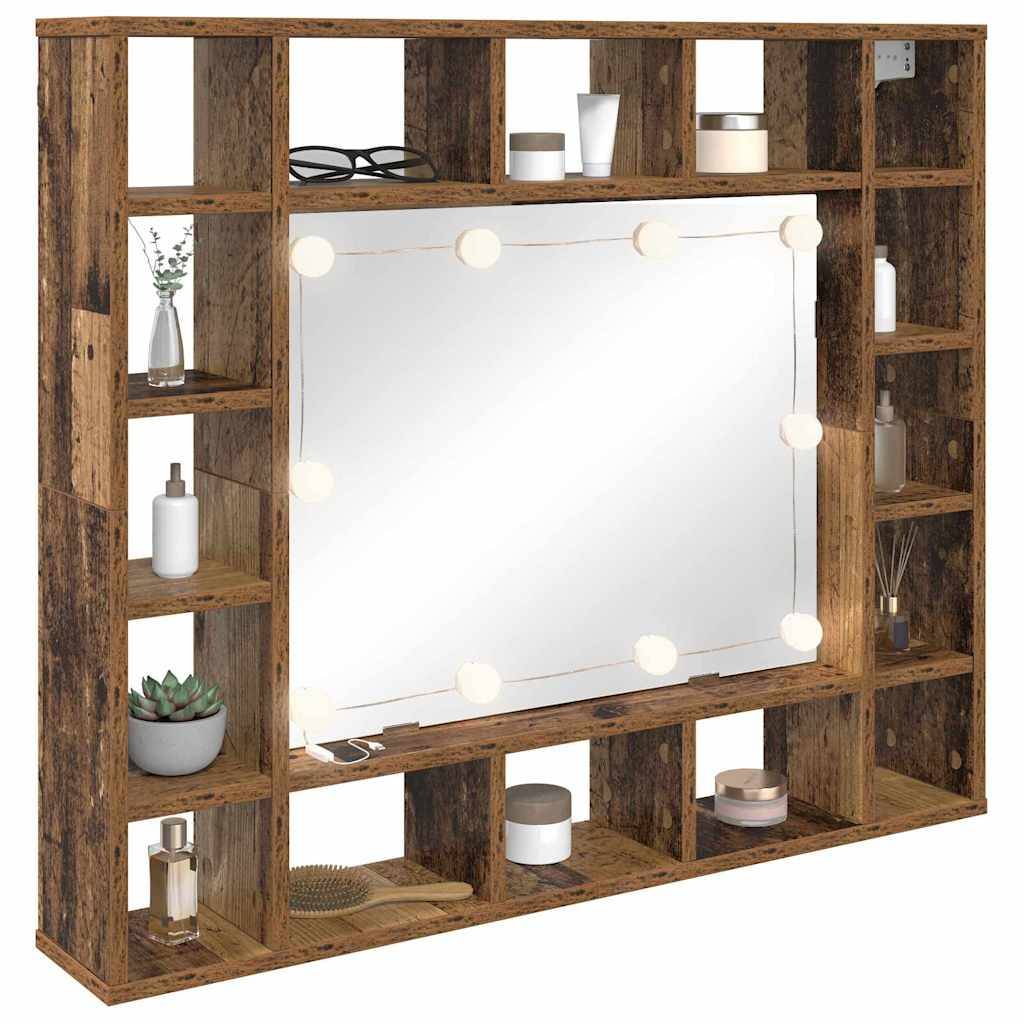 vidaXL Spiegelschrank Altholz 91 x 15 x 76,5 cm Holzwerkstoff