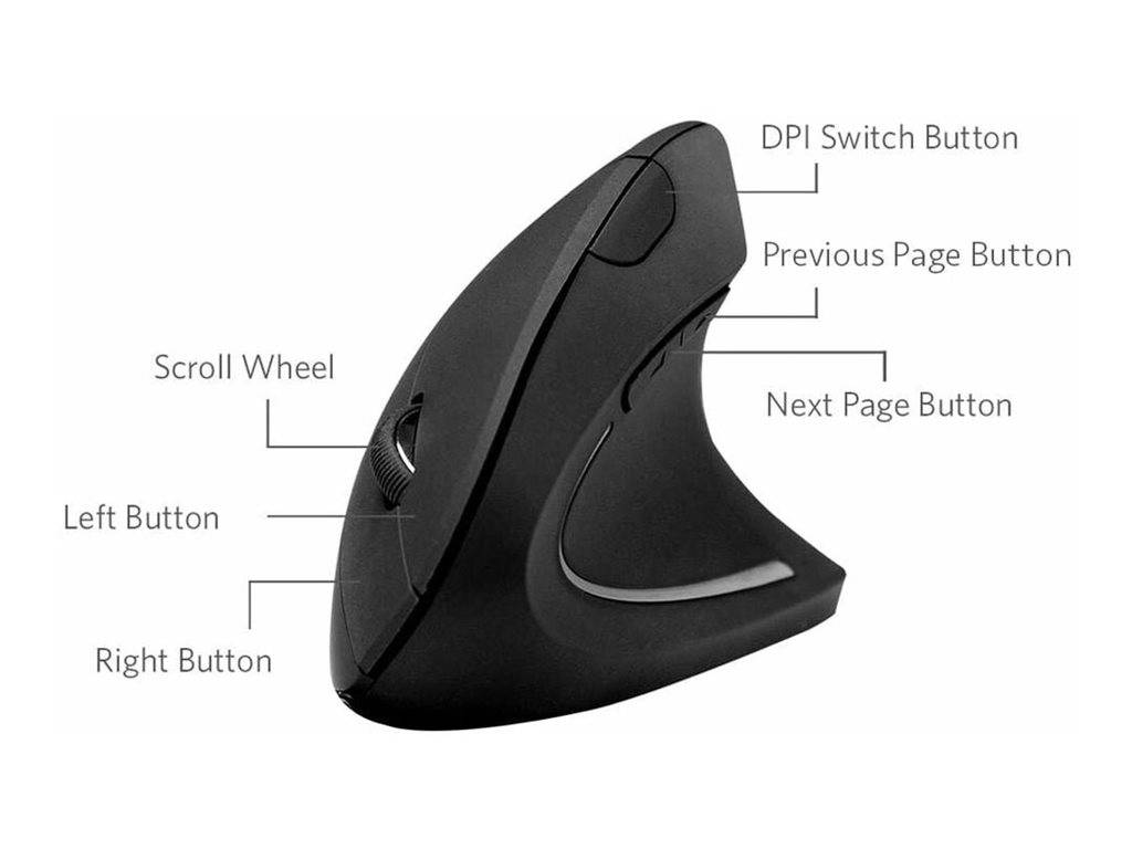 ANKER A7852 kabellose vertikale 2.4G ergonomische Maus mit Nano USB-Dongle Vor/Zurück-Tasten (2x AAA Batt. nicht enthalten)