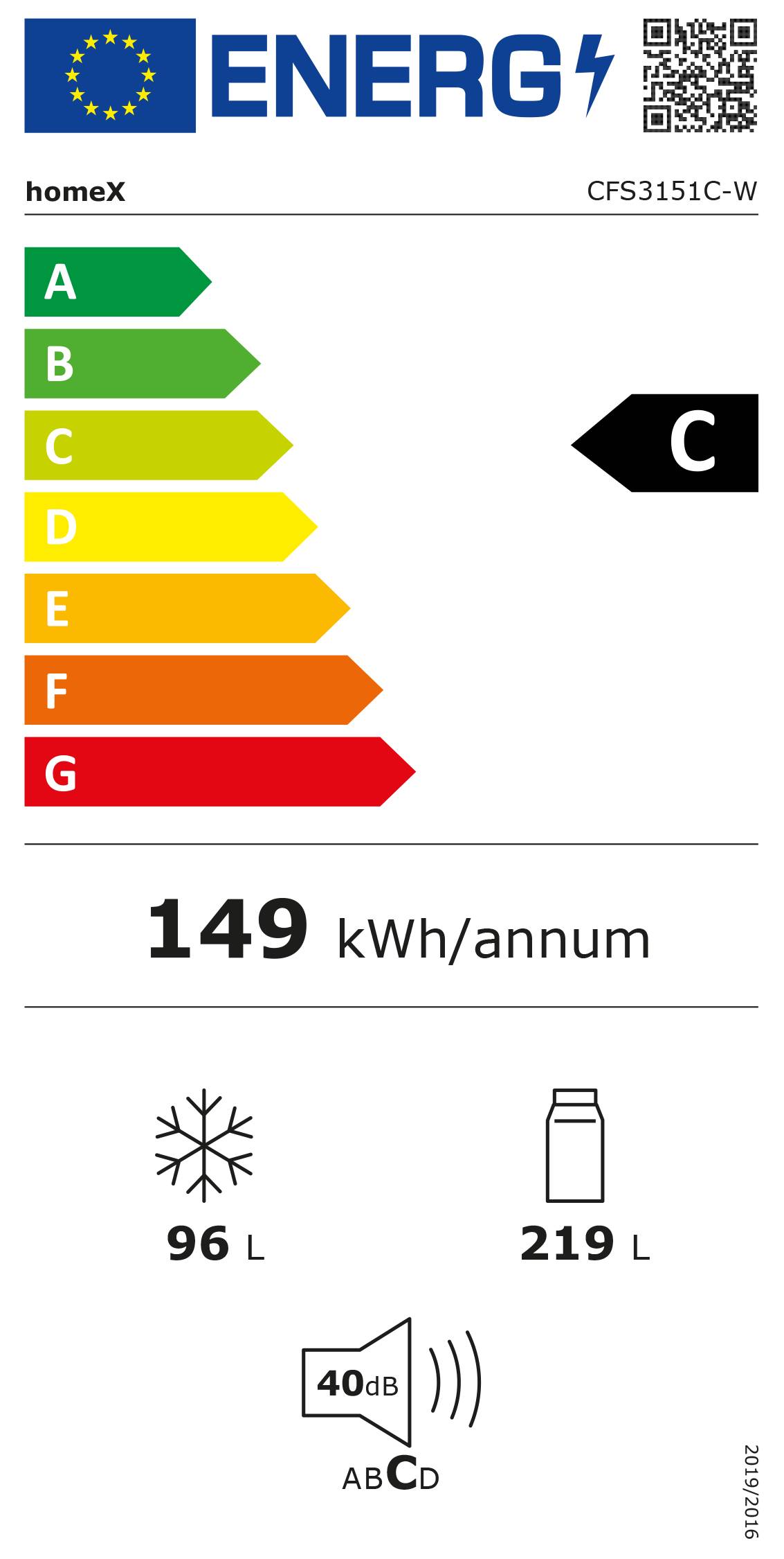 homeX Kühlschrank mit Gefrierfach, Kühl-Gefrierkombination freistehend, groß - 315 L, Super-Frost-Funktion, CFS3151C-W