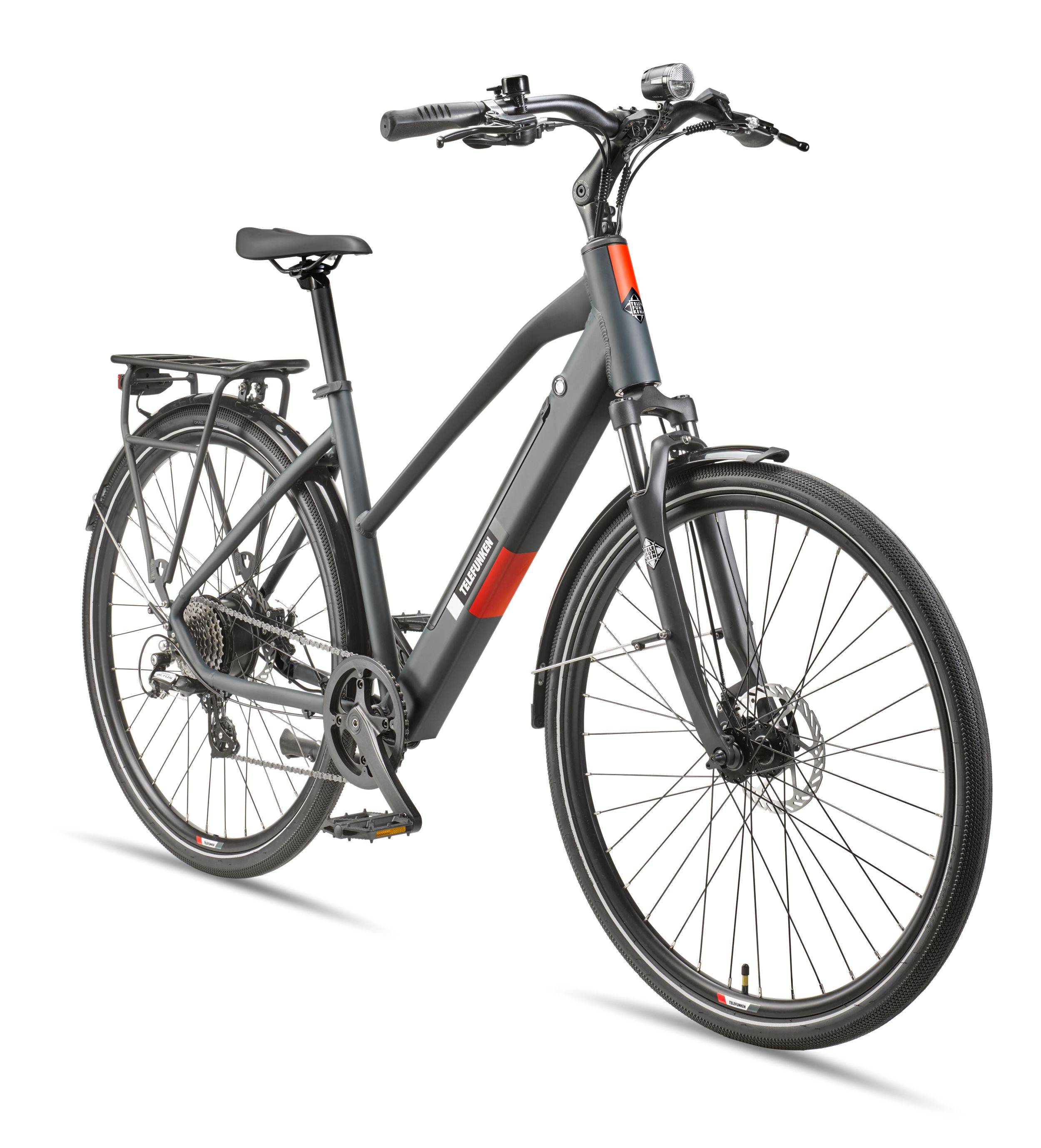 Telefunken Trekking E-Bike | Elektrofahrrad 28 Zoll | 8-Gang Kettenschaltung | Heckmotor 250W | 417,6Wh Akku | Pedelec