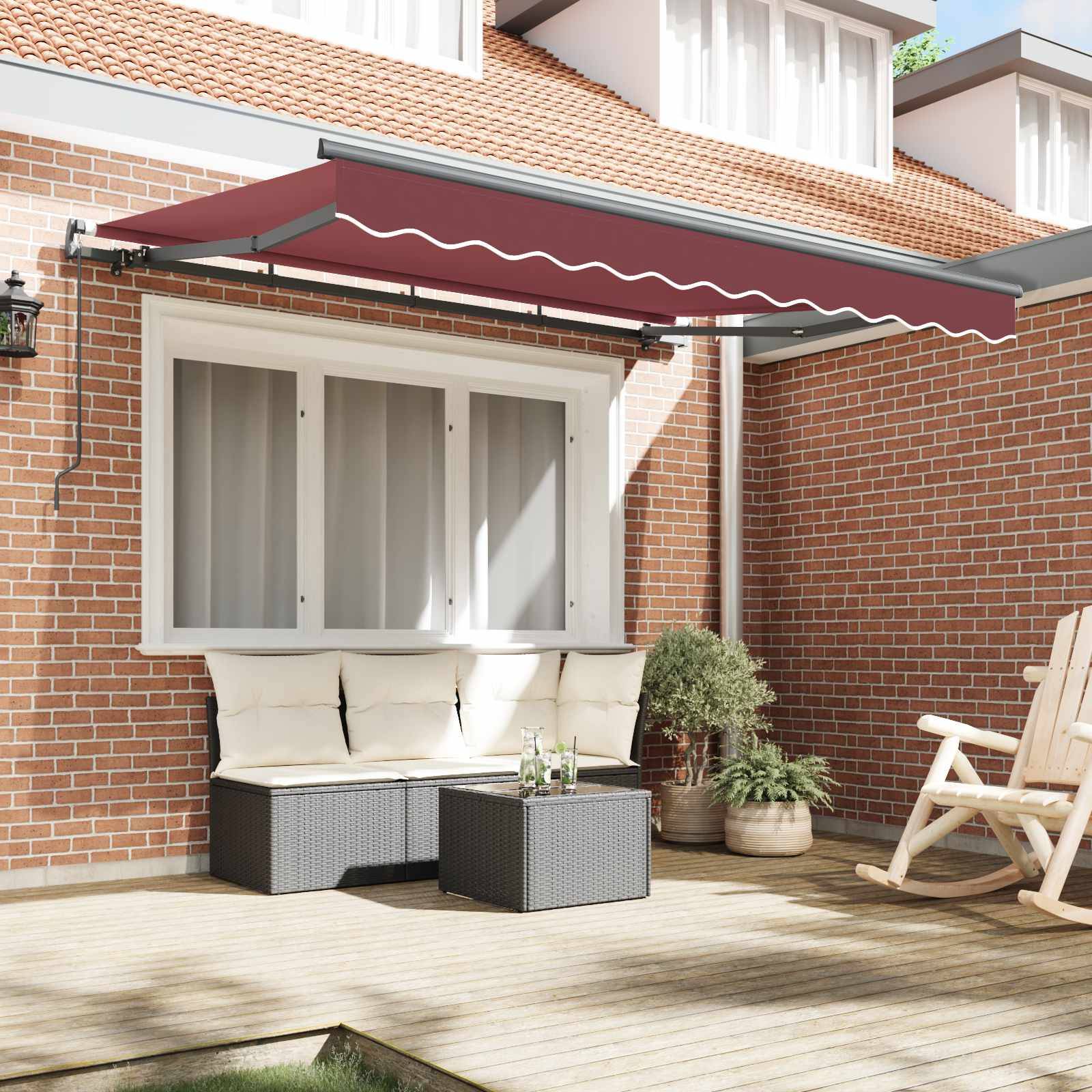 vidaXL Einziehbare Markise Bordeauxrot 250 x 200 cm Stoff