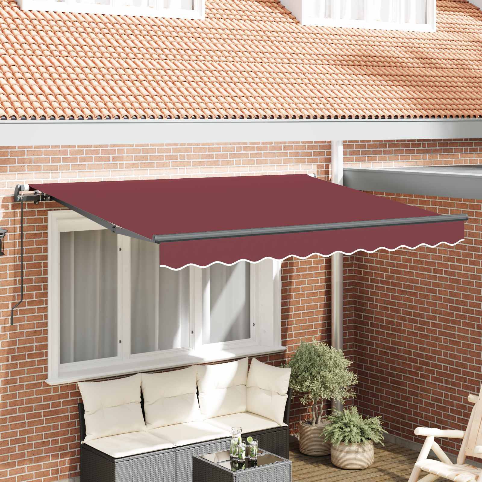 vidaXL Einziehbare Markise Bordeauxrot 250 x 200 cm Stoff