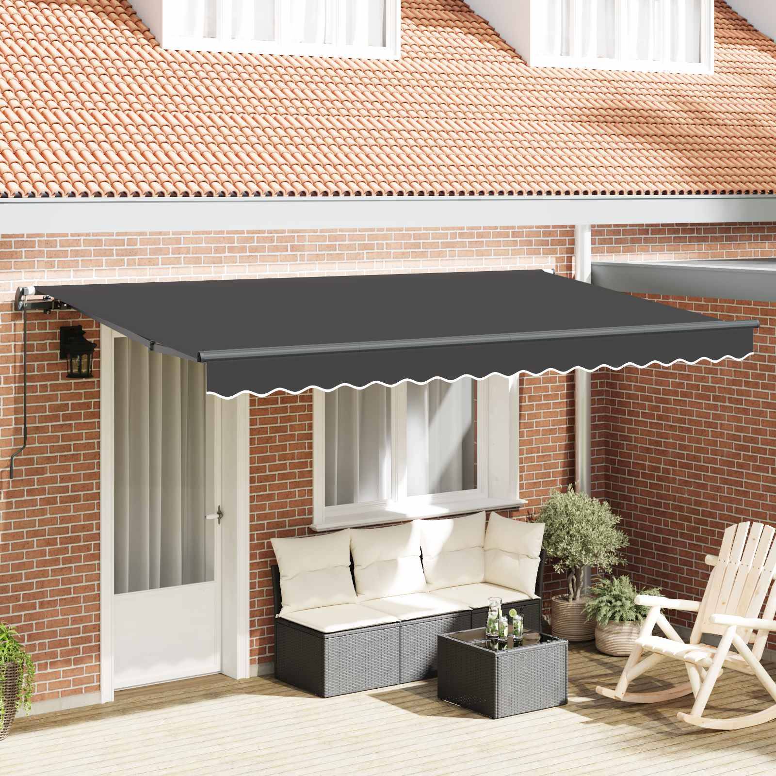 vidaXL Einziehbare Markise Anthrazit 400 x 200 cm Stoff