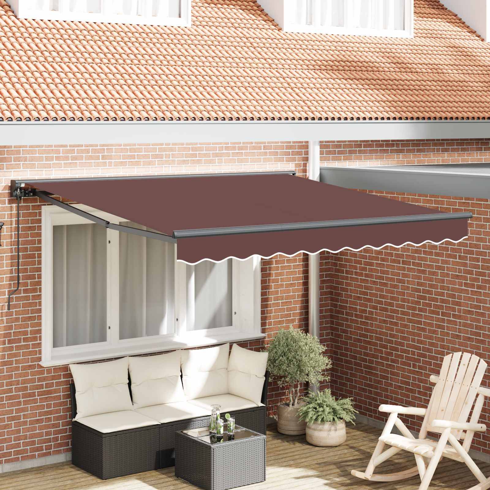 vidaXL Markisenrahmen Braun 350 x 250 cm Polyester mit PU-Beschichtung